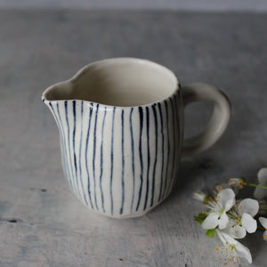 Little Ceramic Jugs Blue Lines - Tribe Castlemaine