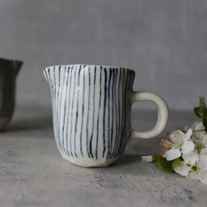 Little Ceramic Jugs Blue Lines - Tribe Castlemaine