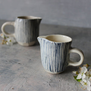 Little Ceramic Jugs Blue Lines - Tribe Castlemaine