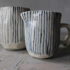 Little Ceramic Jugs Blue Lines - Tribe Castlemaine