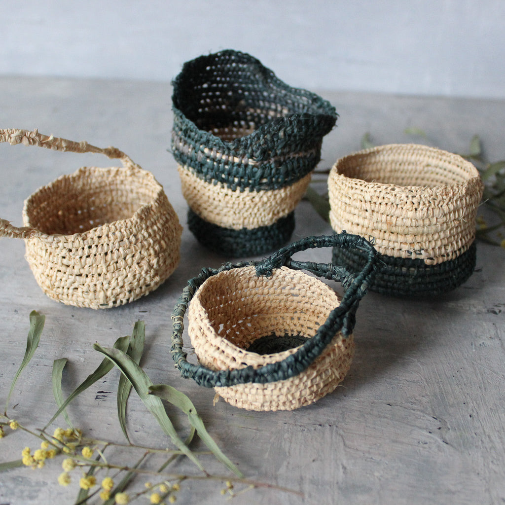 Little Handwoven Raffia Baskets - Tribe Castlemaine