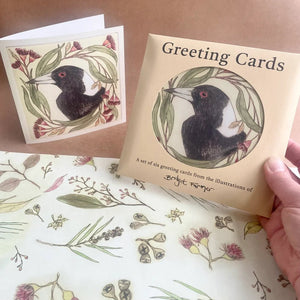 Magpie in Gum Blossom Card - Tribe Castlemaine