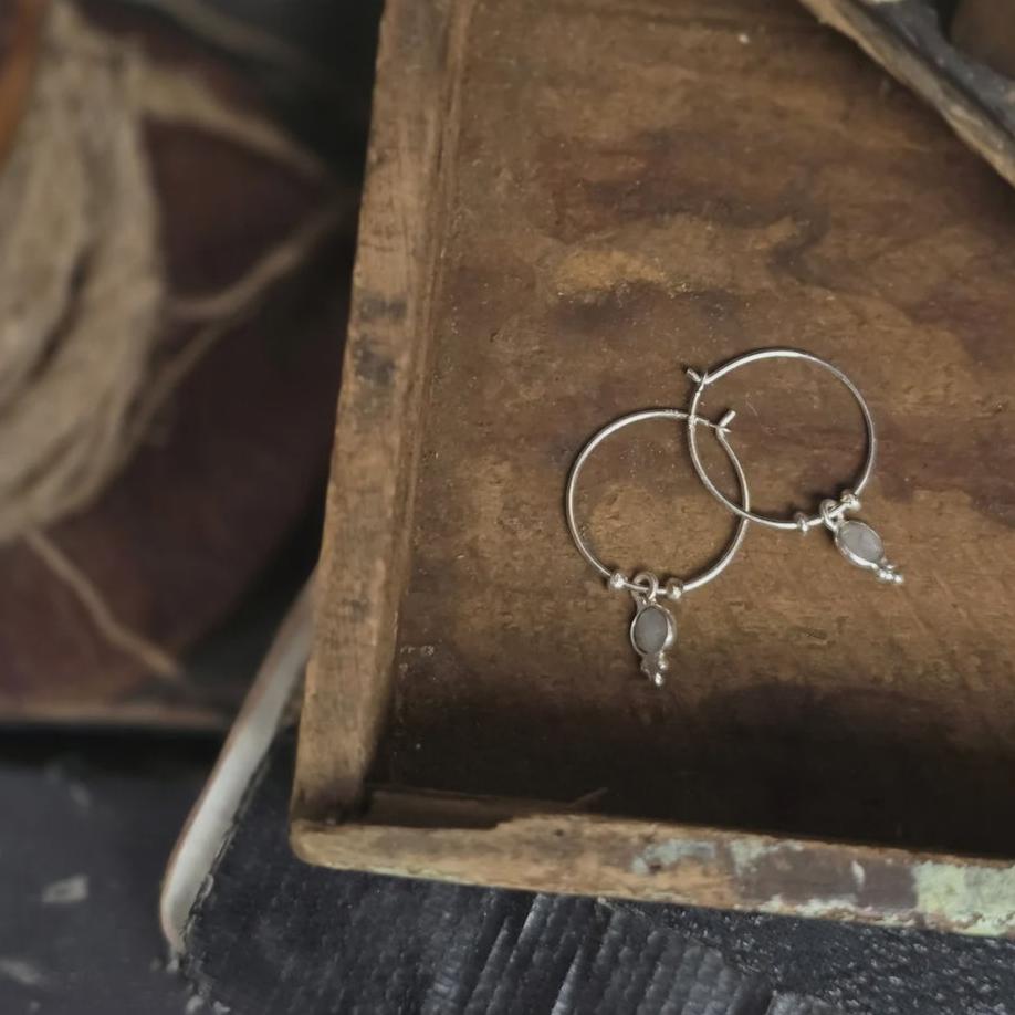 Moonstone Glimmer Hoop Earrings - Tribe Castlemaine