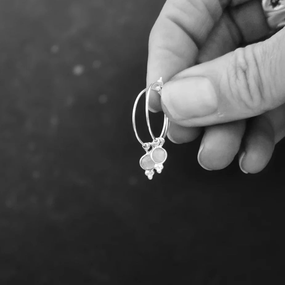 Moonstone Glimmer Hoop Earrings - Tribe Castlemaine