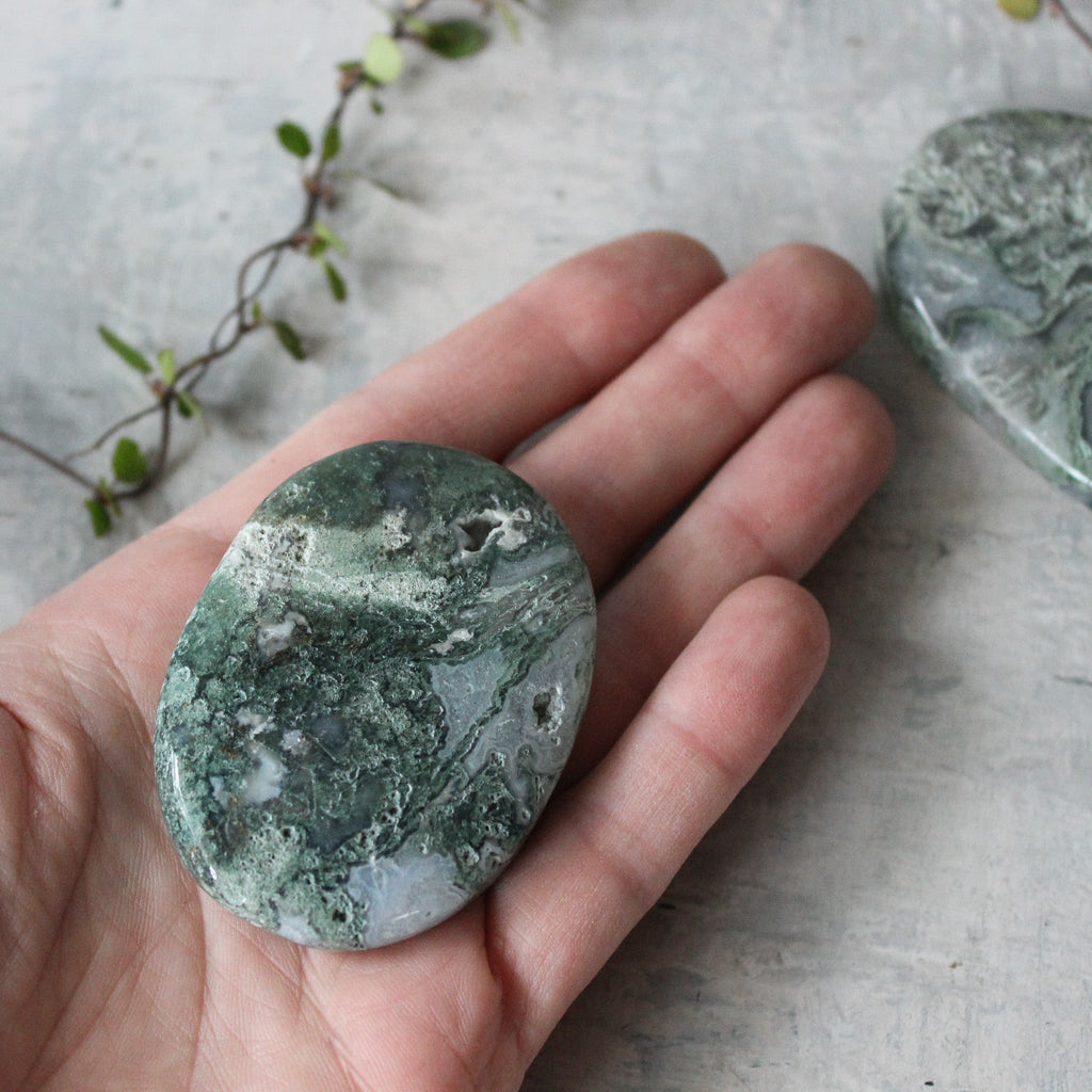 Moss Agate Palm Stone - Tribe Castlemaine