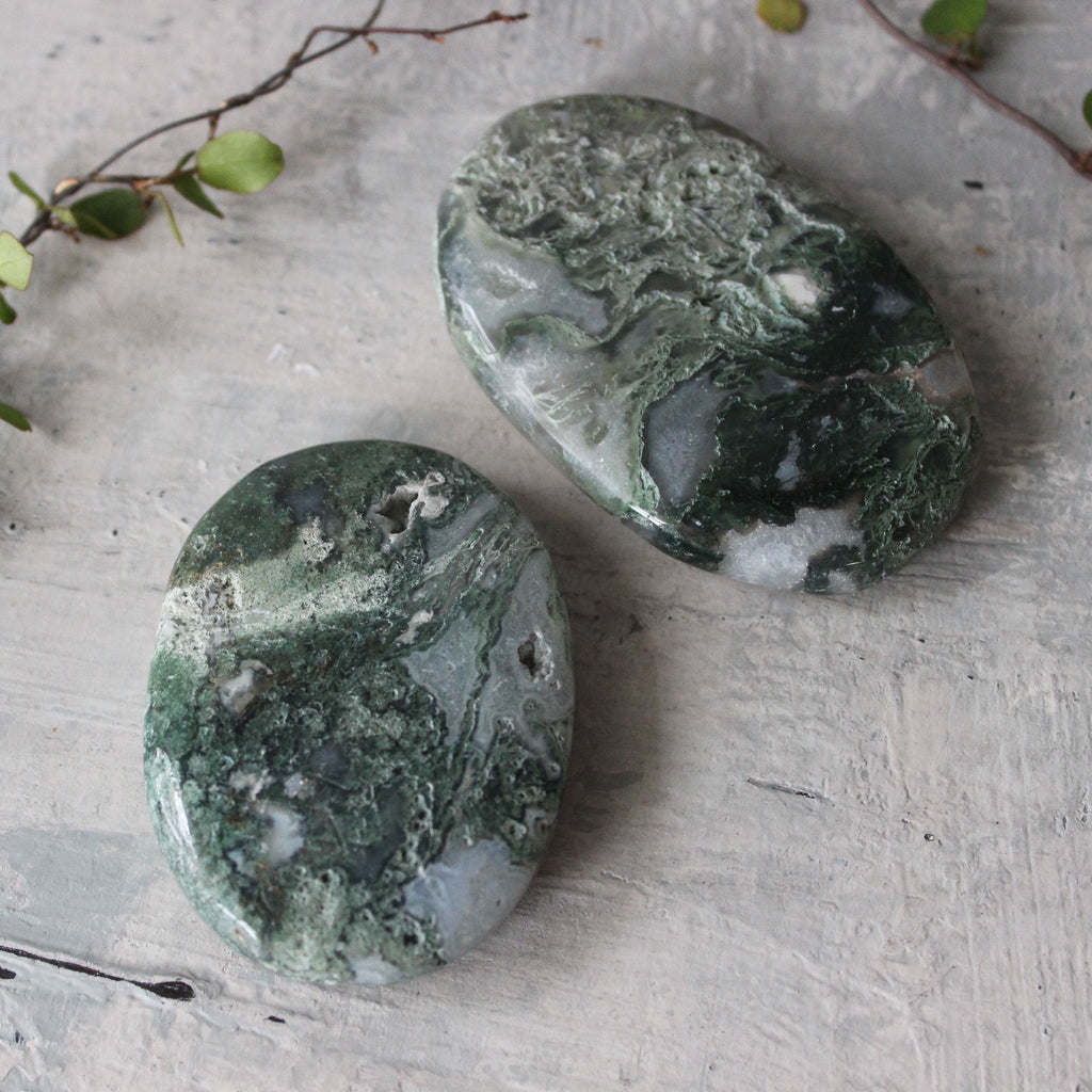 Moss Agate Palm Stone - Tribe Castlemaine