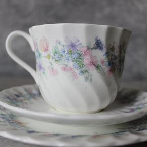 Pair of Vintage Wedgwood 'Angela' Tea Cup Trios - Tribe Castlemaine