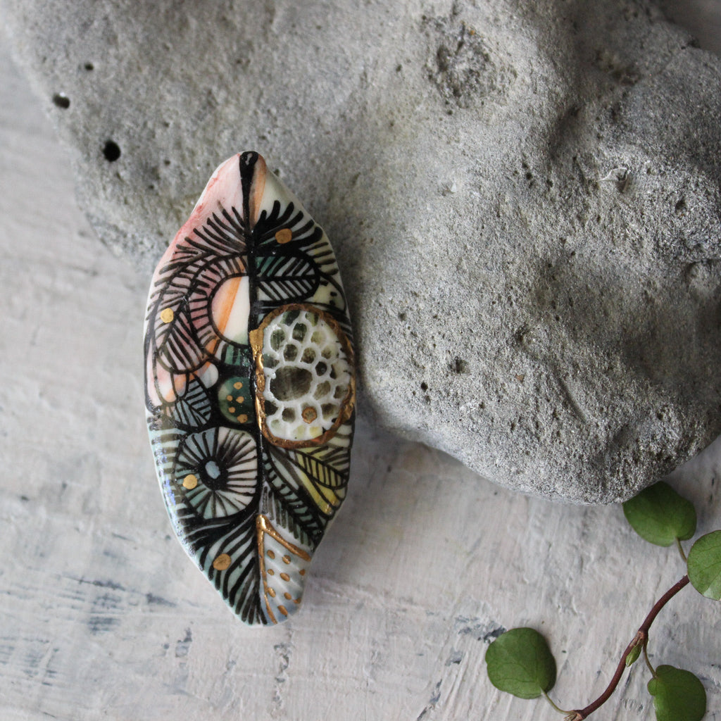 Porcelain Brooch Feather #2 - Tribe Castlemaine