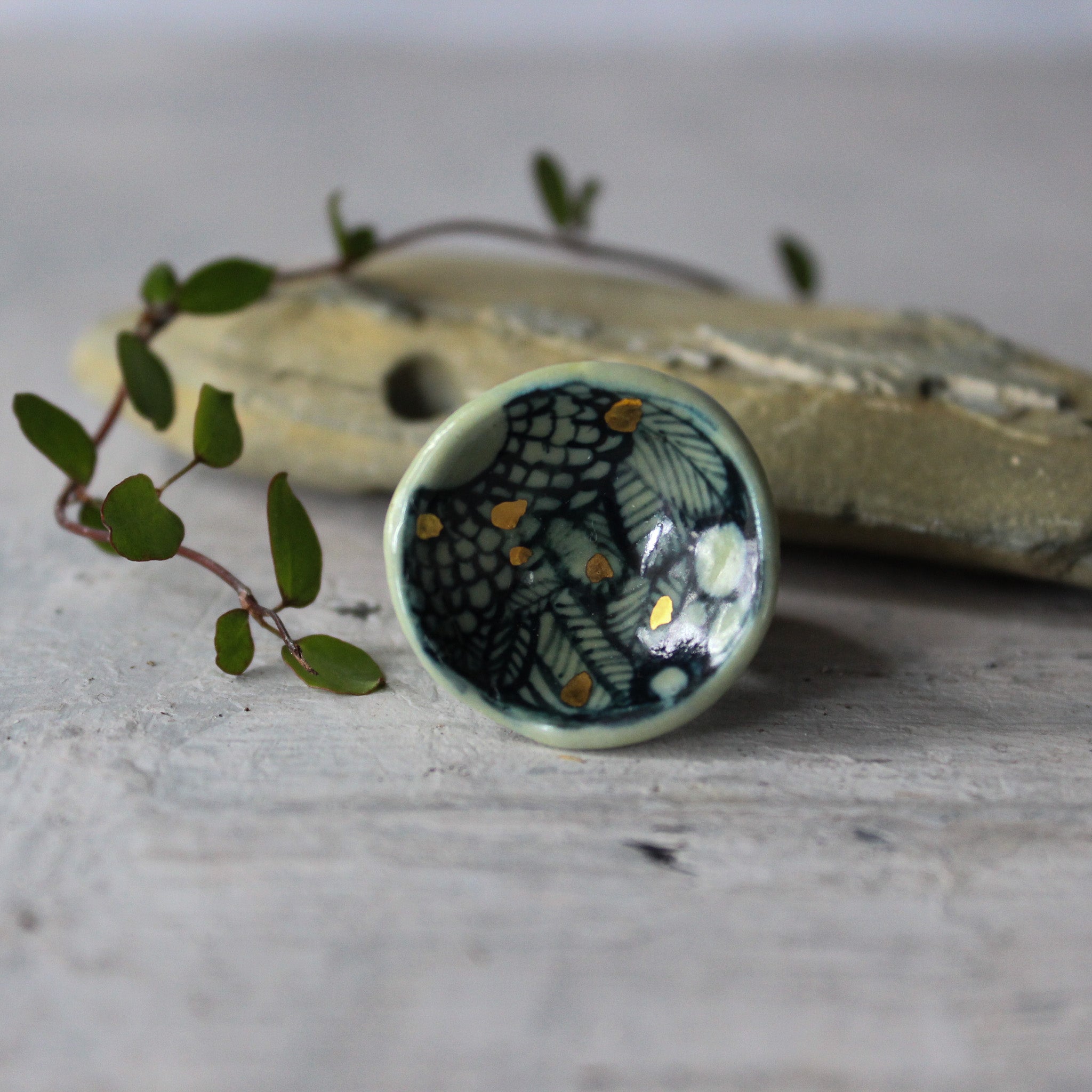 Porcelain Ring Green Indigo Detail - Tribe Castlemaine