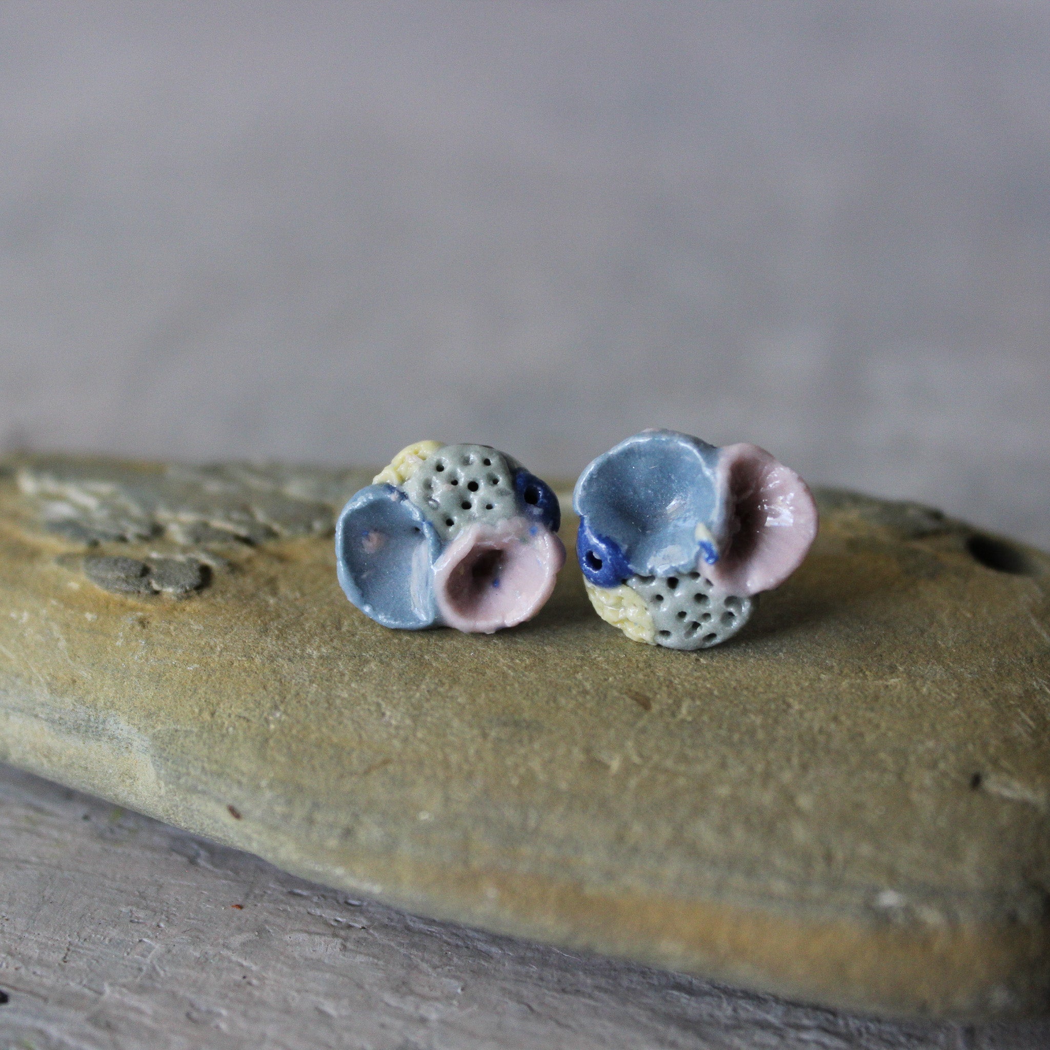 Porcelain Rock Coral Studs Coloured - Tribe Castlemaine