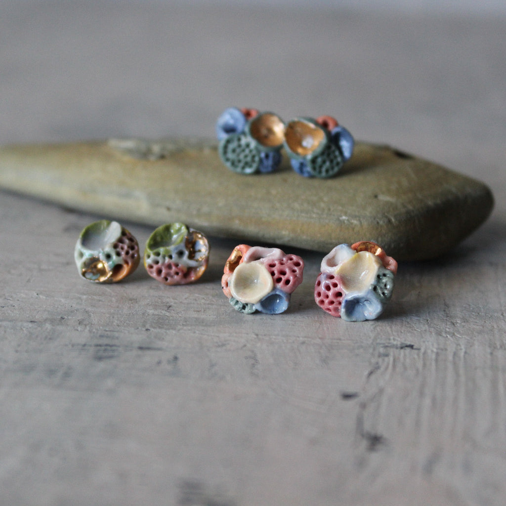 Porcelain Rock Coral Studs Coloured - Tribe Castlemaine