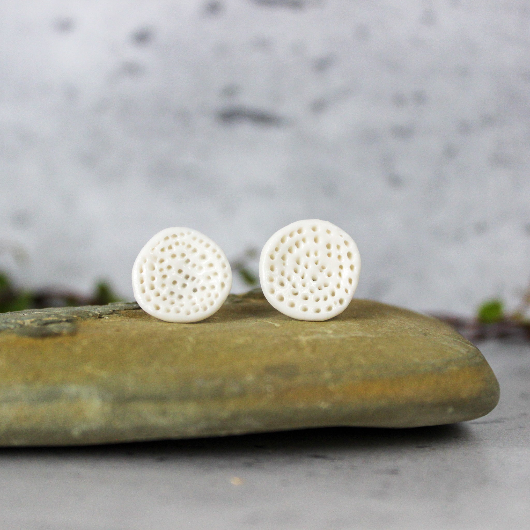 Porcelain Studs Round Coral - Tribe Castlemaine