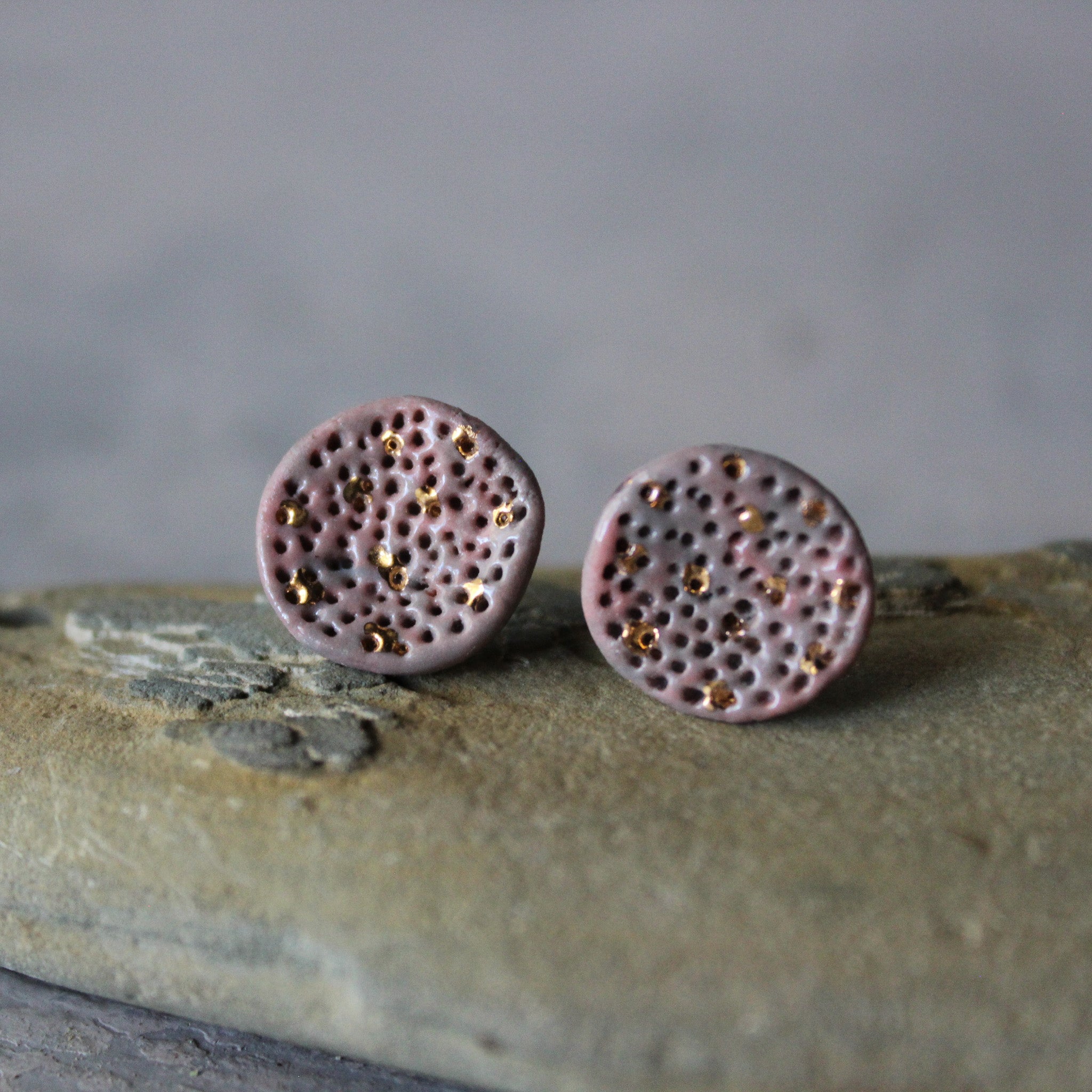 Porcelain Studs Round Coral - Tribe Castlemaine