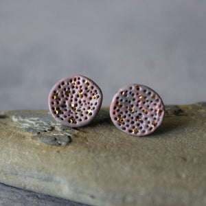 Porcelain Studs Round Coral - Tribe Castlemaine