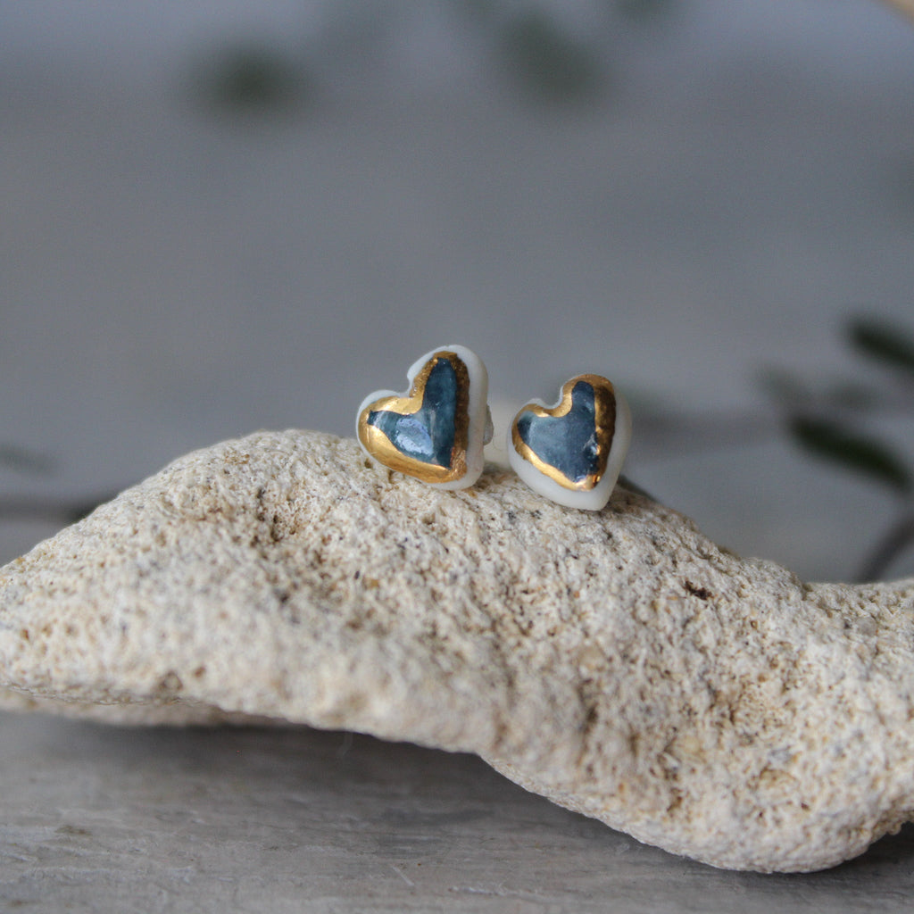 Porcelain Studs Tiny Hearts - Tribe Castlemaine