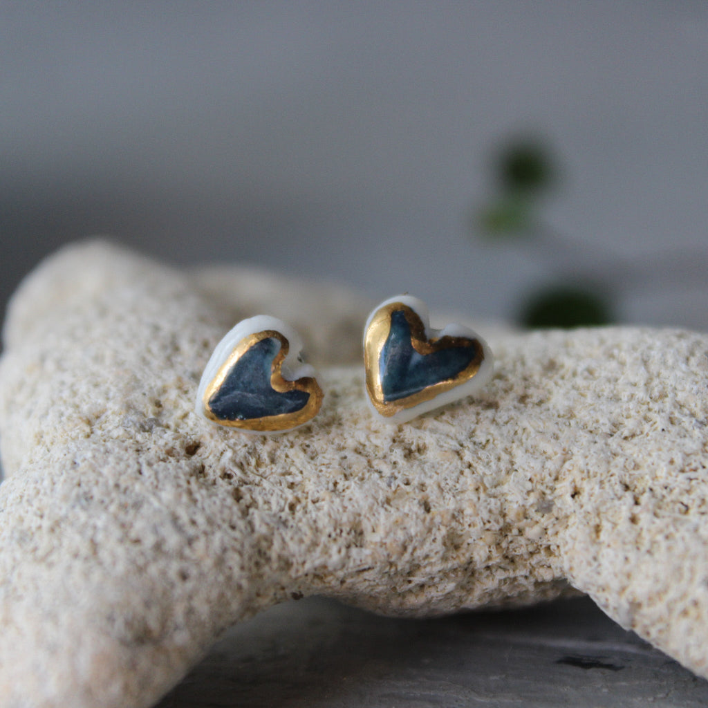 Porcelain Studs Tiny Hearts - Tribe Castlemaine