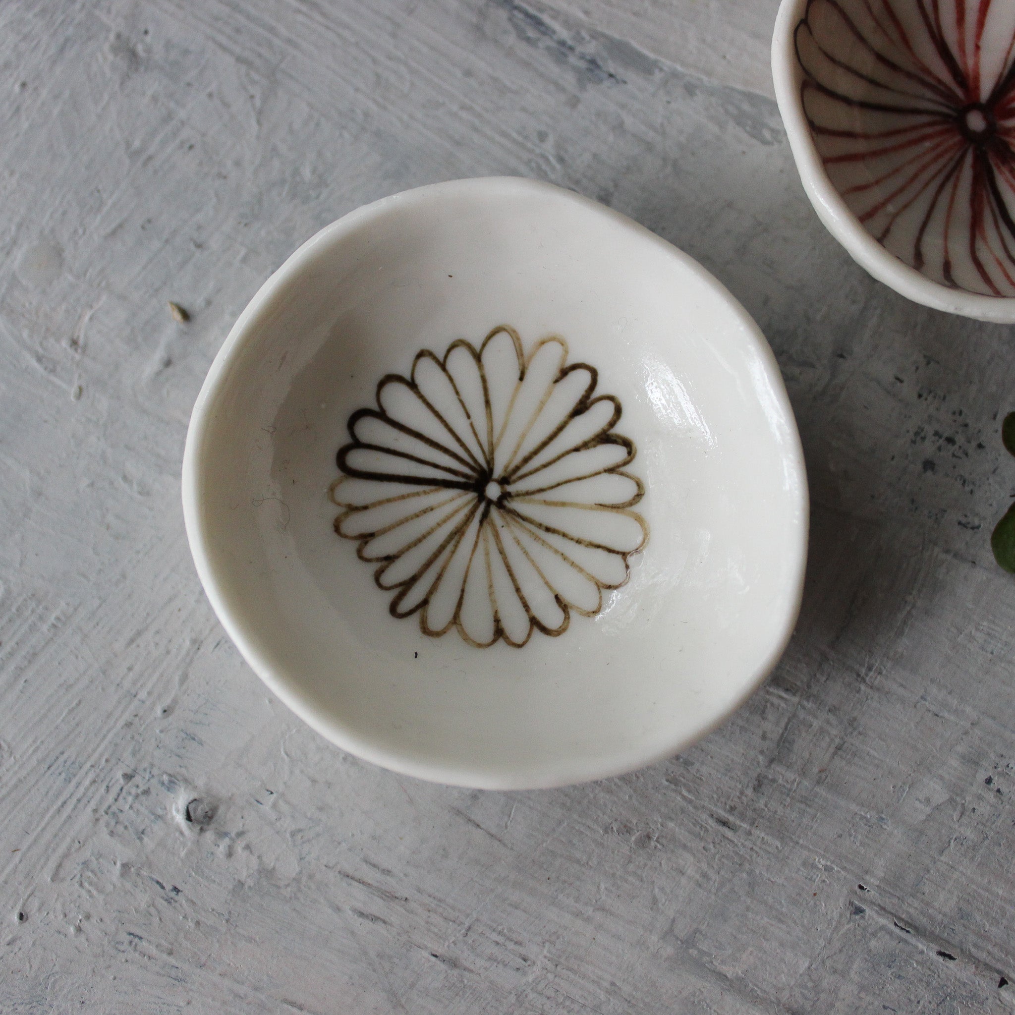 Porcelain Trinket Dishes Sepia Daisy - Tribe Castlemaine