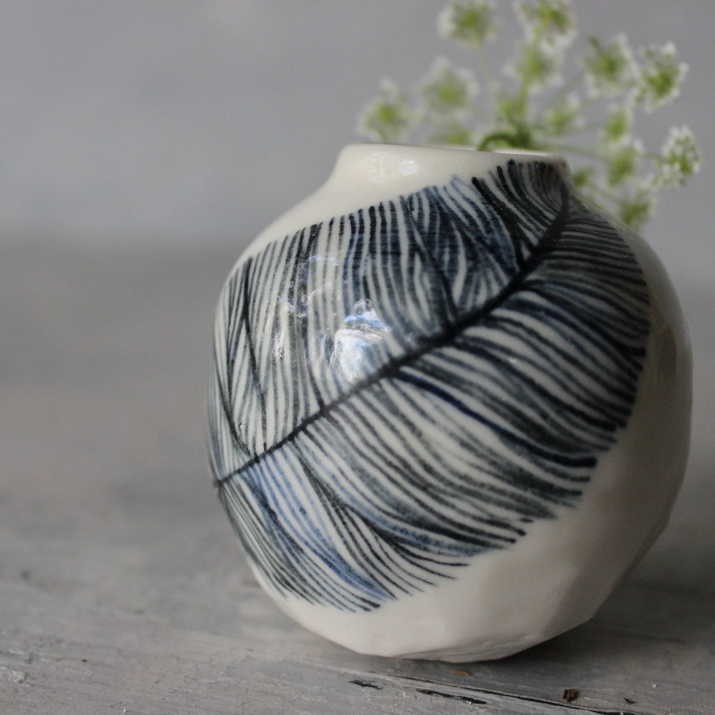 Porcelain Vases Blue Feather - Tribe Castlemaine