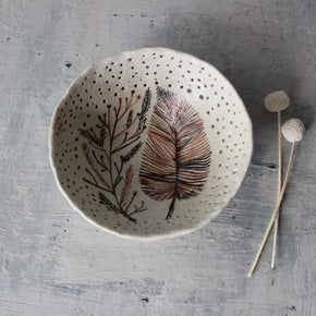 Sepia Feather & Fern Dish - Tribe Castlemaine