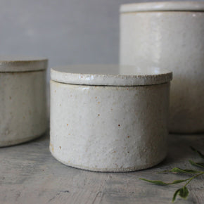 Stoneware White Lidded Containers - Tribe Castlemaine