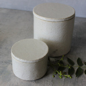 Stoneware White Lidded Containers - Tribe Castlemaine