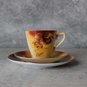 Vintage 'Autumn Berry' Tea Cup Trio - Tribe Castlemaine