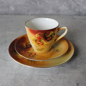 Vintage 'Autumn Berry' Tea Cup Trio - Tribe Castlemaine