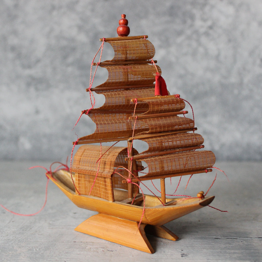 Vintage Bamboo Junk Boat Model - Tribe Castlemaine