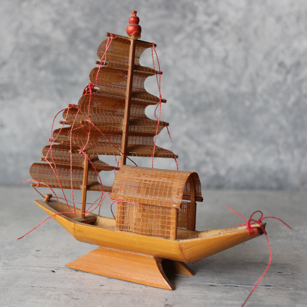 Vintage Bamboo Junk Boat Model - Tribe Castlemaine