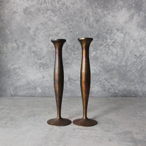 Vintage Brass Candlestick Vases - Tribe Castlemaine