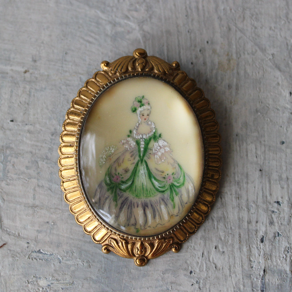 Vintage Crinoline Lady Brooch Thomas L Mott - Tribe Castlemaine