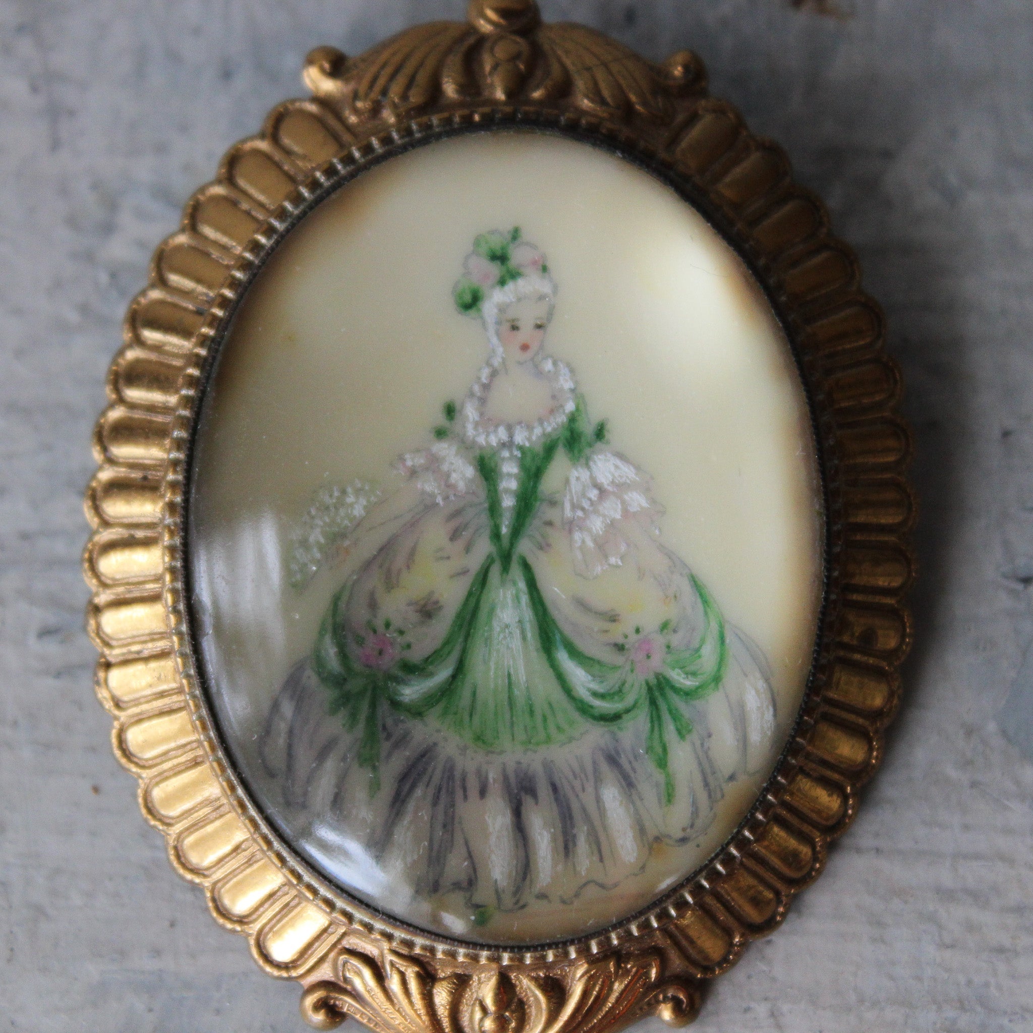 Vintage Crinoline Lady Brooch Thomas L Mott - Tribe Castlemaine