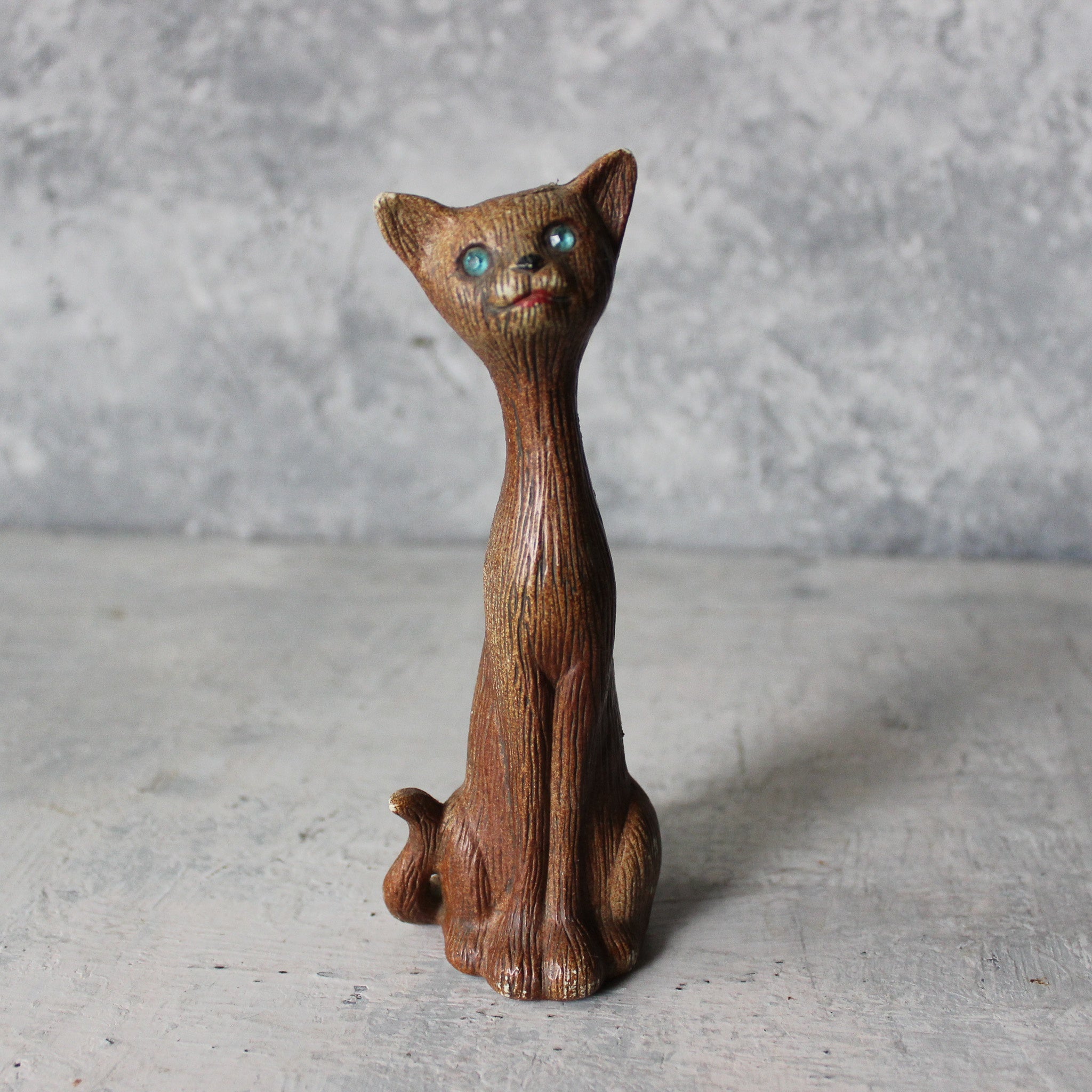 Vintage Faux Wood Cat Figurine - Tribe Castlemaine