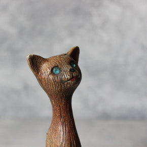 Vintage Faux Wood Cat Figurine - Tribe Castlemaine