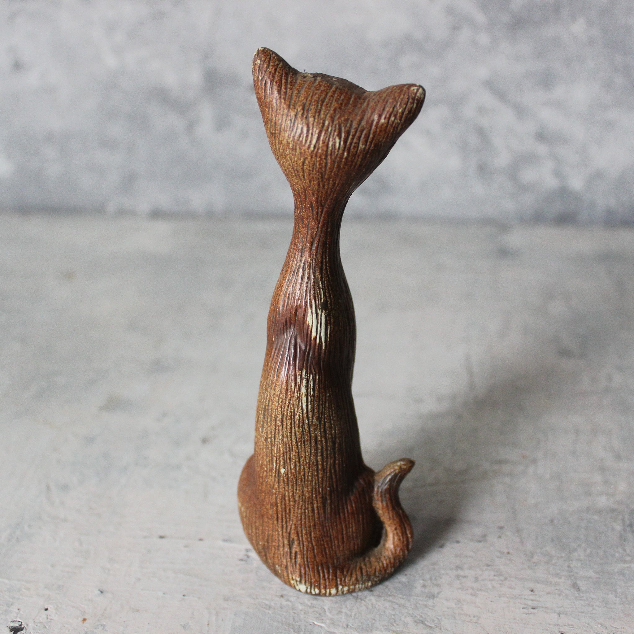 Vintage Faux Wood Cat Figurine - Tribe Castlemaine