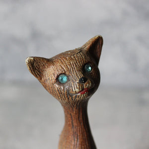 Vintage Faux Wood Cat Figurine - Tribe Castlemaine