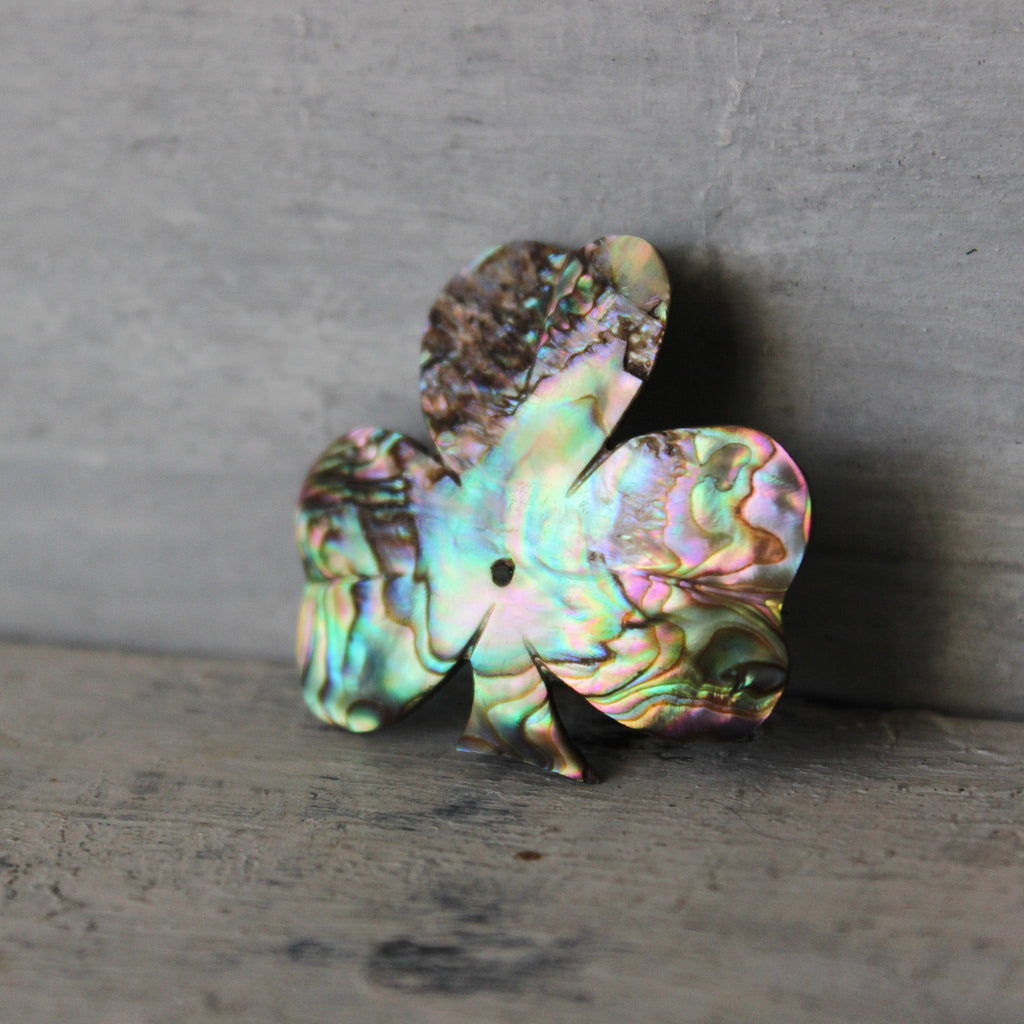 Vintage Paua Shell Clover Brooch - Tribe Castlemaine