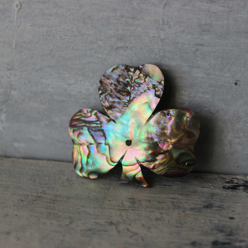 Vintage Paua Shell Clover Brooch - Tribe Castlemaine