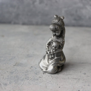 Vintage Pewter Puppy Love Ornament - Tribe Castlemaine