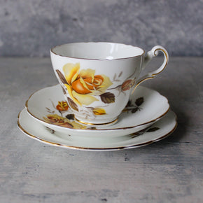 Vintage Regency Yellow Roses Tea Cup Trio - Tribe Castlemaine