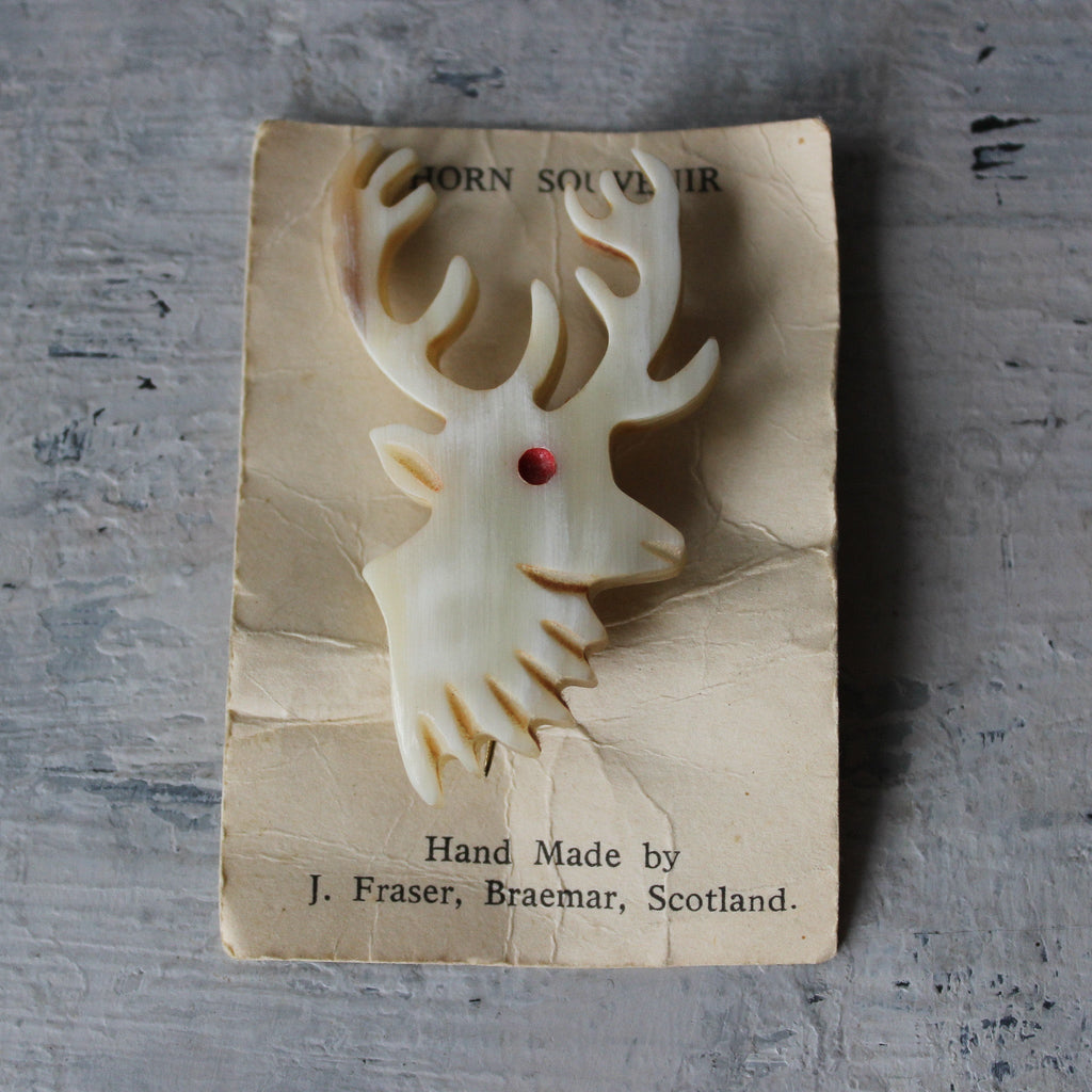 Vintage Stag Horn Souvenir Brooch - Tribe Castlemaine