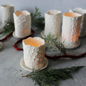 White Porcelain Candle Holders - Tribe Castlemaine