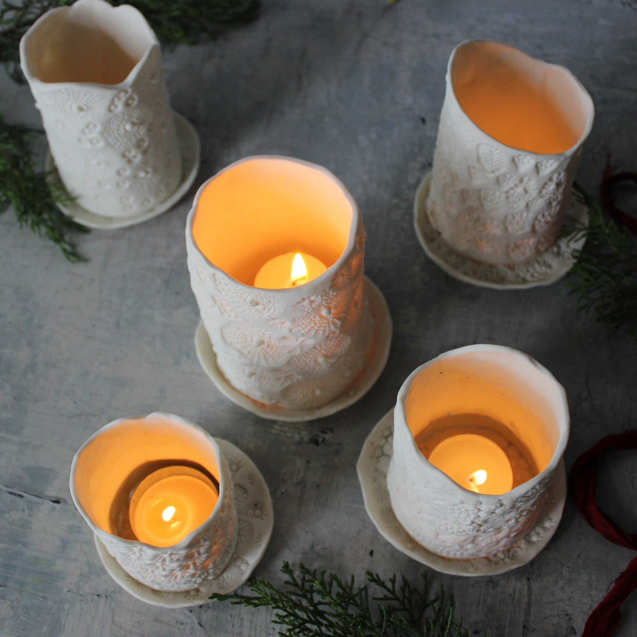 White Porcelain Candle Holders - Tribe Castlemaine