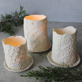 White Porcelain Candle Holders - Tribe Castlemaine