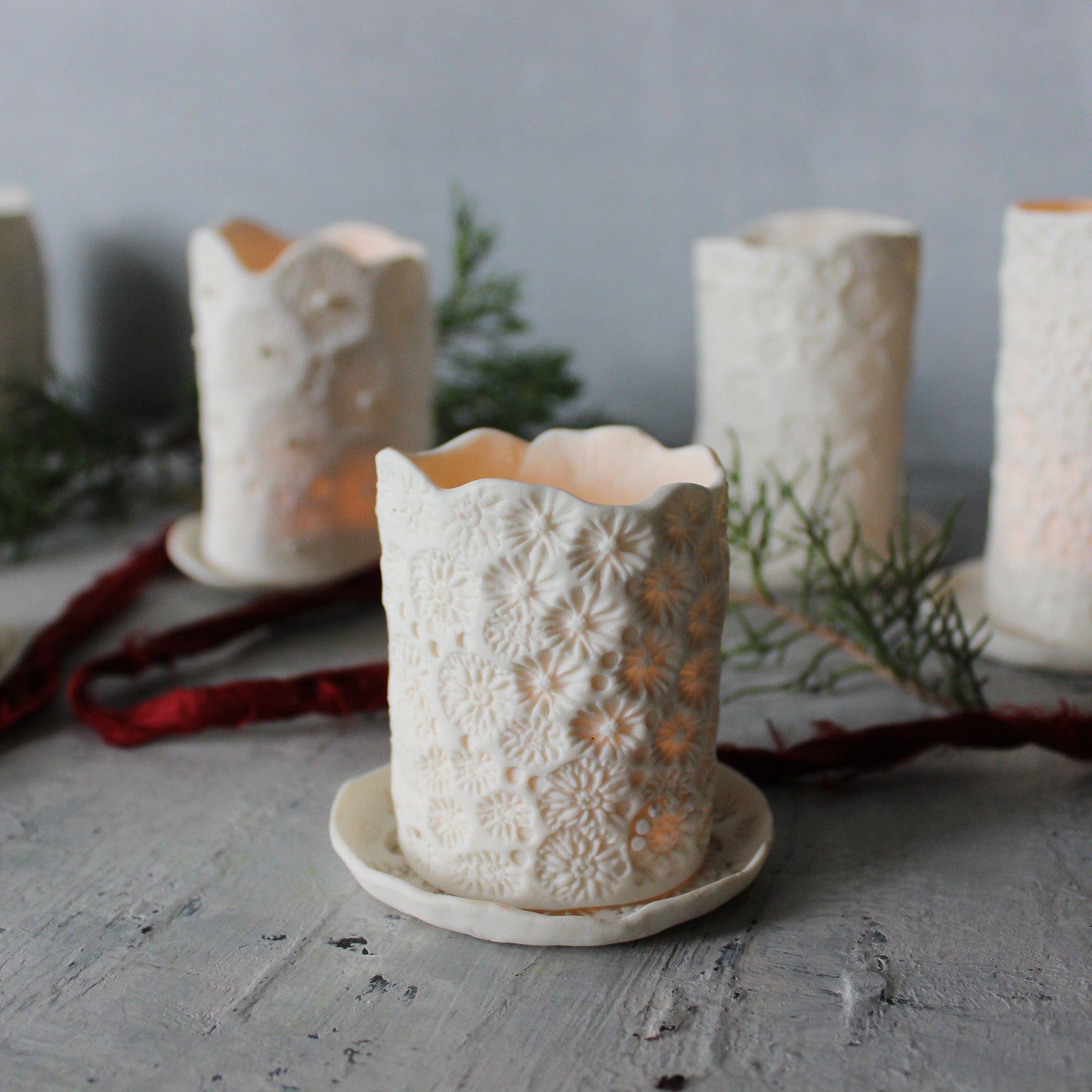 White Porcelain Candle Holders - Tribe Castlemaine