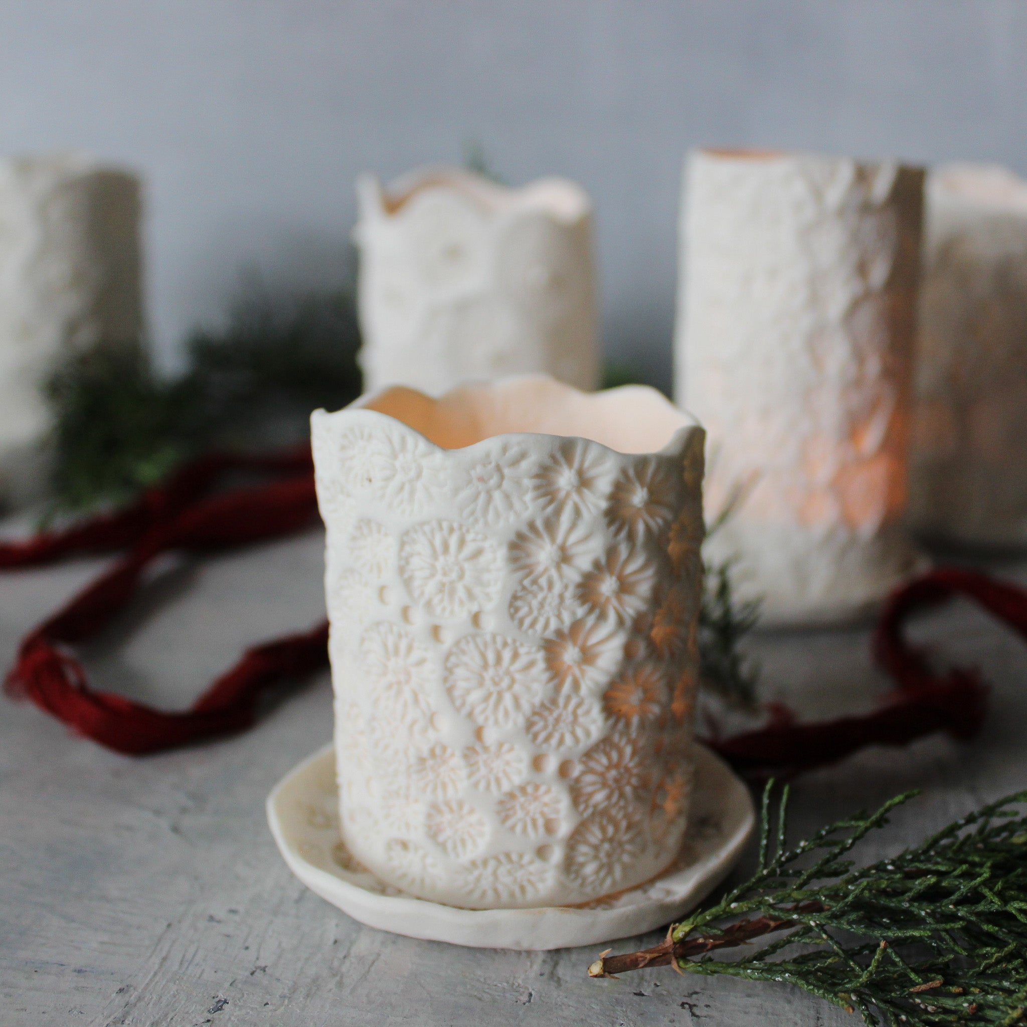 White Porcelain Candle Holders - Tribe Castlemaine