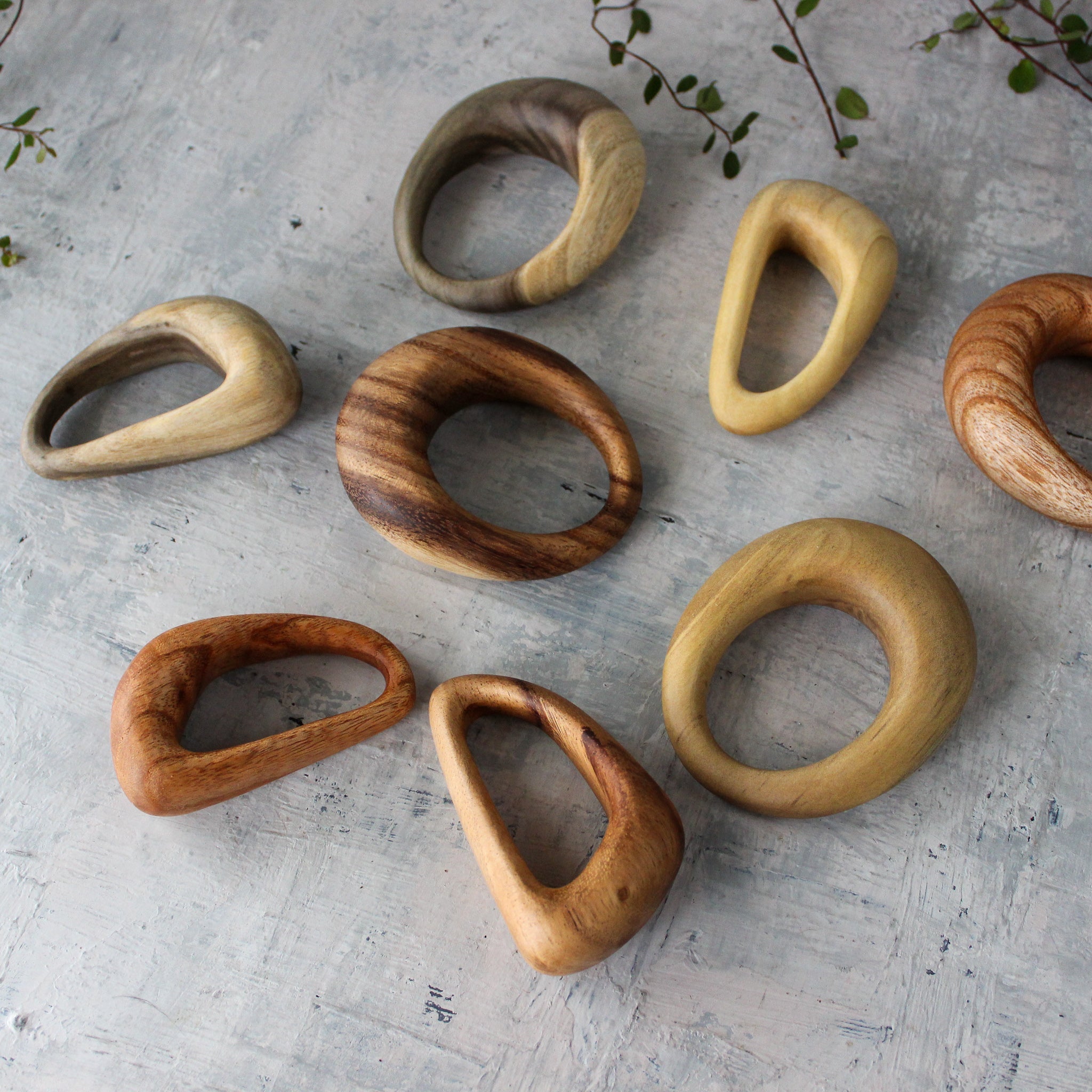 Wooden Pebble Rings - Tribe Castlemaine