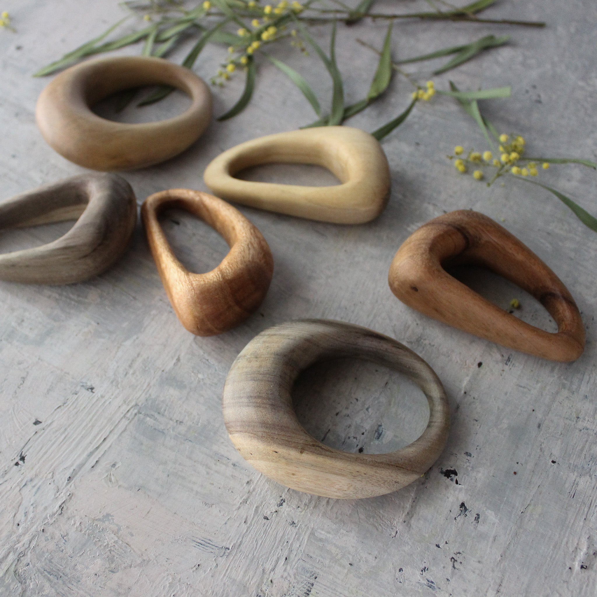 Wooden Pebble Rings - Tribe Castlemaine