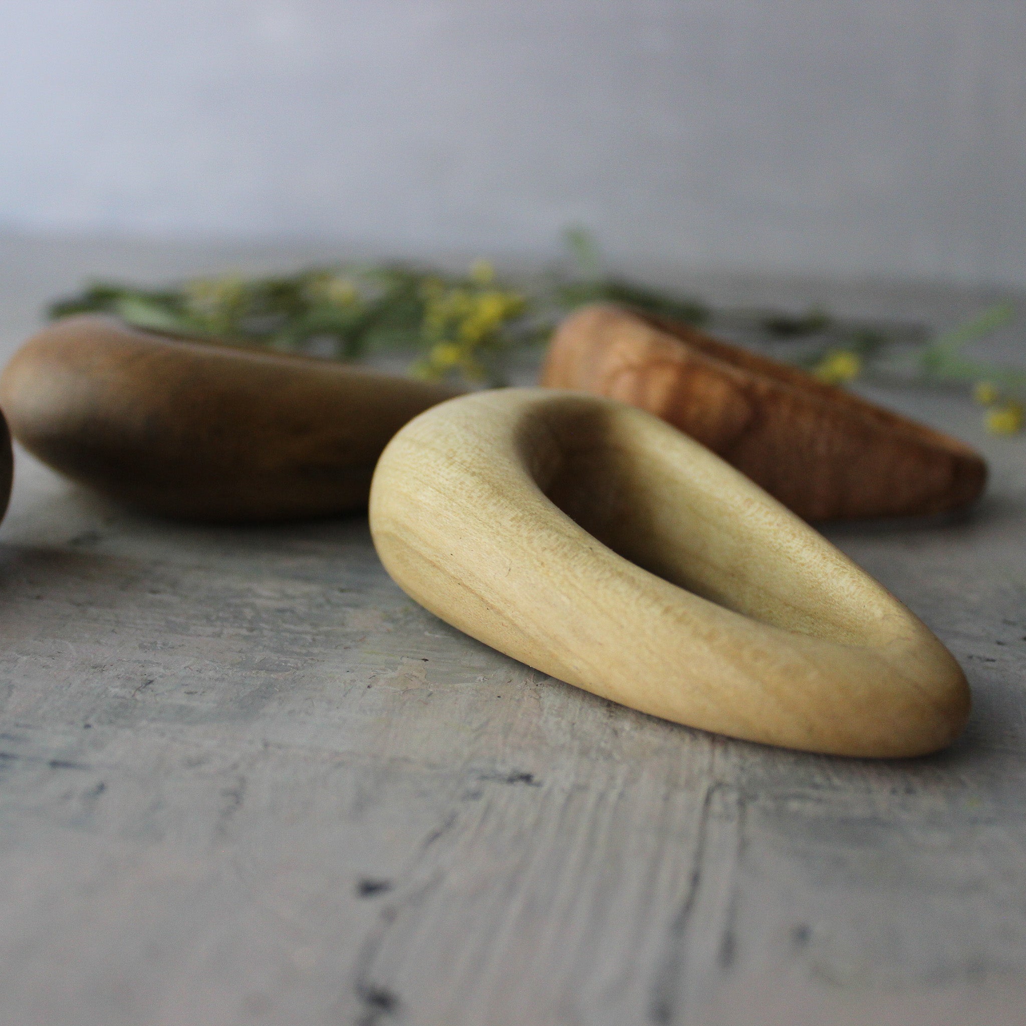 Wooden Pebble Rings - Tribe Castlemaine