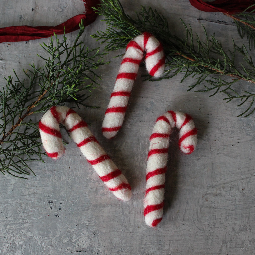 Felt Christmas Candy Canes - Tribe Castlemaine